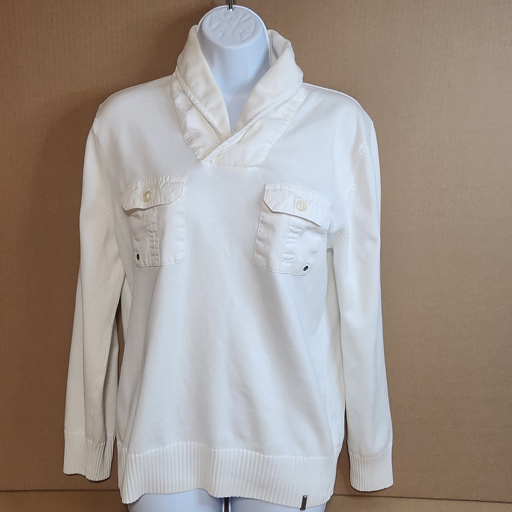 Calvin Klein Off-White Cowl Neck Sweater Mens Sz M